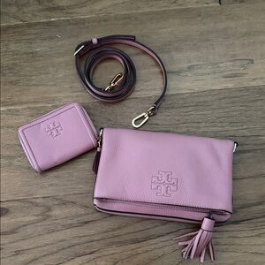Tory Burch Mauve Crossbody Bag and Wallet Set never used